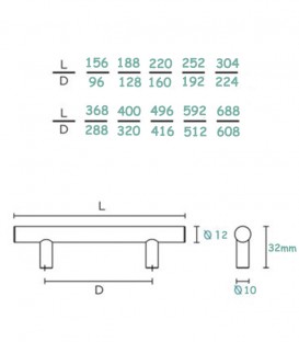 Λαβή επίπλων Μπάρα Φ12 Λαβή επίπλων Μπάρα Φ12