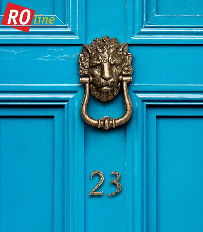 BuyforHome.gr Ορειχάλκινο Ρόπτρο Πόρτας Εισόδου Λιοντάρι No K375. Χρώμα: Αντικέ.  Roline